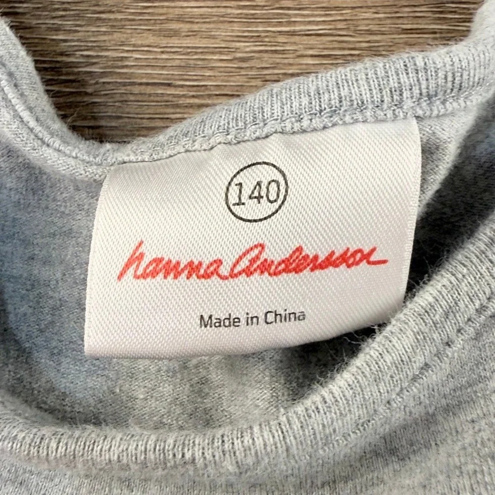 Hanna Andersson Girls Tiered Colorblock Long Sleeve Dress Size 140 Gray Flaws